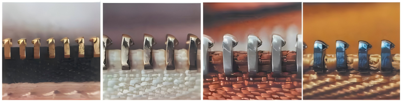 Spotting Fake Designer Bags-Close - up of Lampo brand zippers zipper teeth, highlighting their texture and craftsmanship.