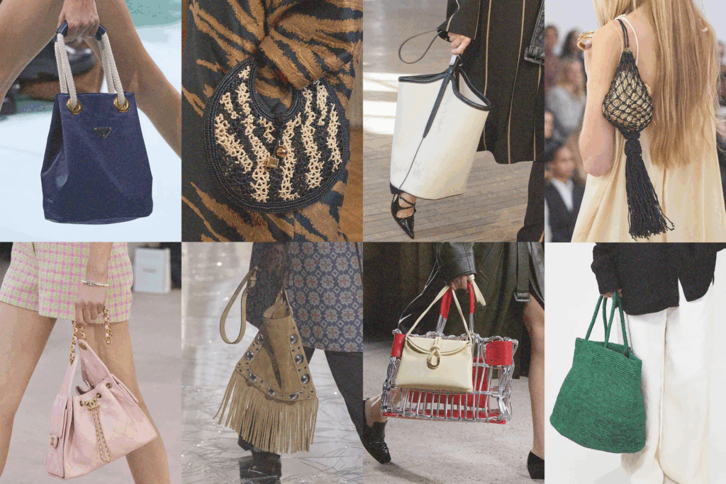 2025 luxury bag trends-Courtesy of Prada, Jacquemus, Proenza Schouler, Chloé, Chanel, Valentino, Bottega Veneta, and The Row