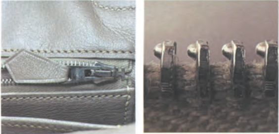 Authentic Birkin zipper pull: H-shaped, solid metal, smooth glide