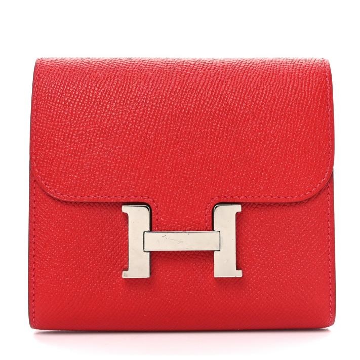 Hermès Constance Compact wallet in Passant leather with signature H clasp.