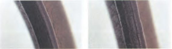 Authentic edge paint on Hermès Kelly bag leather edges, displaying even and smooth application.