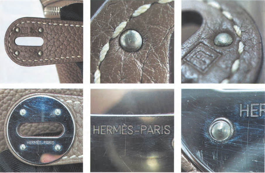 Side view of authentic Hermès Kelly bag, highlighting the binding strap and overall craftsmanship in elephant grey leather.