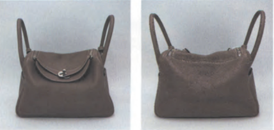 Authentic Hermès Lindy 30 bag in Elephant Grey, front and side views displaying premium leather quality and structured shape.