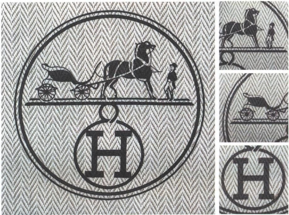 Hermès dust bag with "H" logo – minimal branding on protective storage bag.