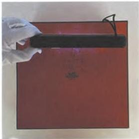 Hermès bag hardware or interior detail – subtle craftsmanship marking.