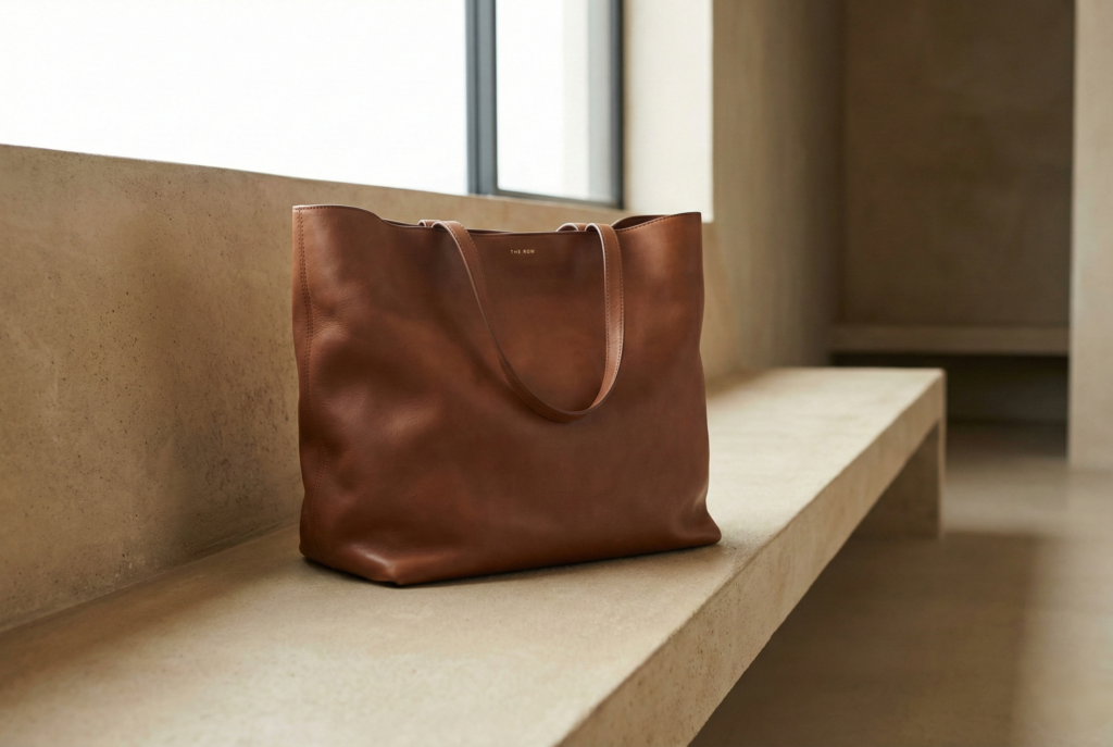 High-quality The Row Margaux replica from Kata Factory showing authentic saddle leather texture and natural slouch.