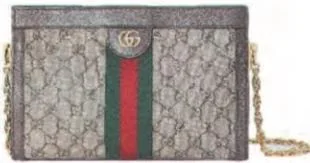 Rectangular Ophidia-style chain shoulder bag with GG monogram and green-red-green Web