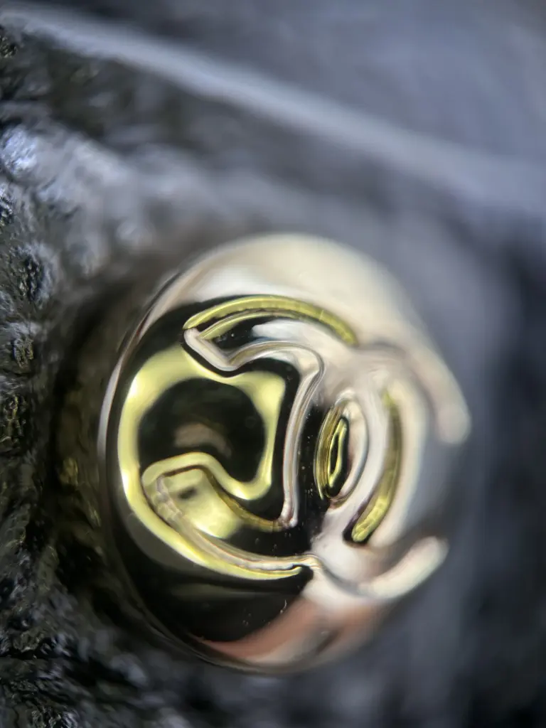 Chanel vanity case replica gold-tone double-C hardware macro