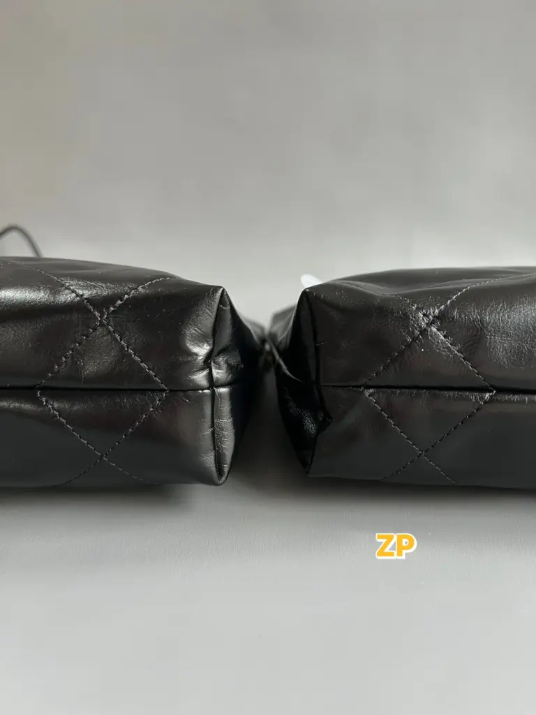 Authentic reference and reviewed Chanel 22 Mini-style bag compared at the base