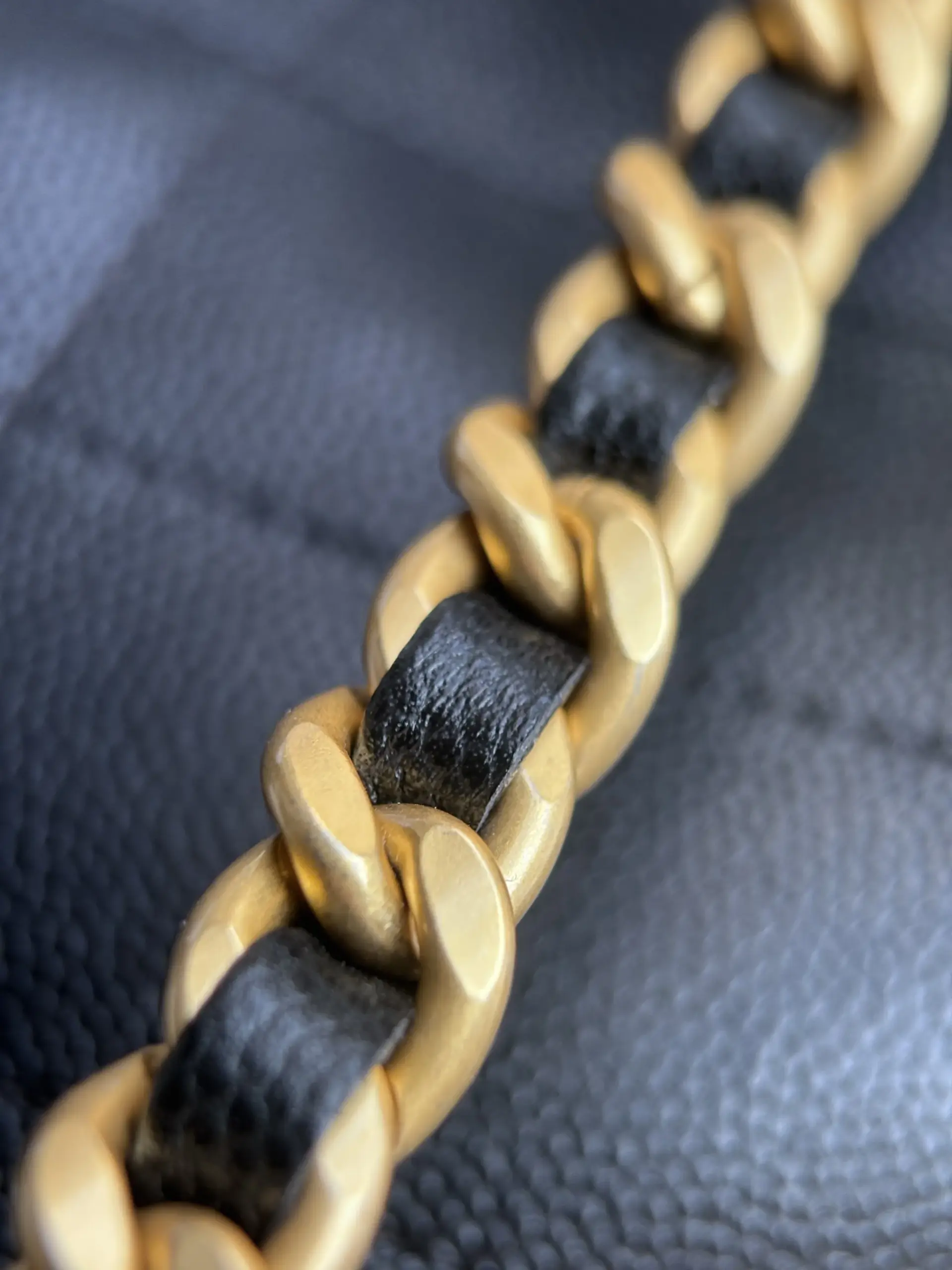 Chanel 25 Mini black gold chain macro with black leather interlacing